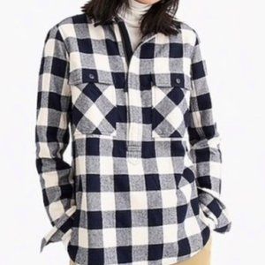 J Crew Half Zip Flannel Shirt